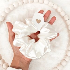 Large Satin Scrunchie in White
